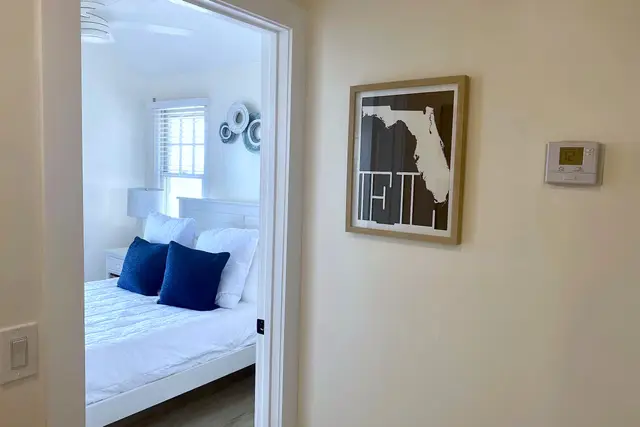 Doorway into the queen bedroom at villa 5012